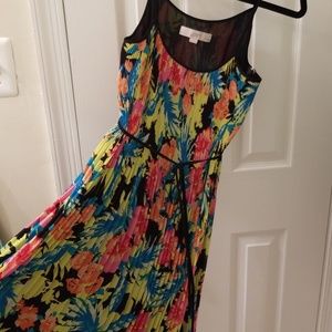 Ann Taylor Loft pleated midi floral dress